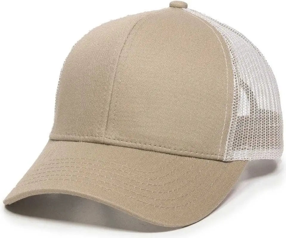 OC Sports MBW-600 Team Adjustable Mesh Back Ball Cap - Khaki White - Khaki White / 6 7/8’’ - 7 1/2’’