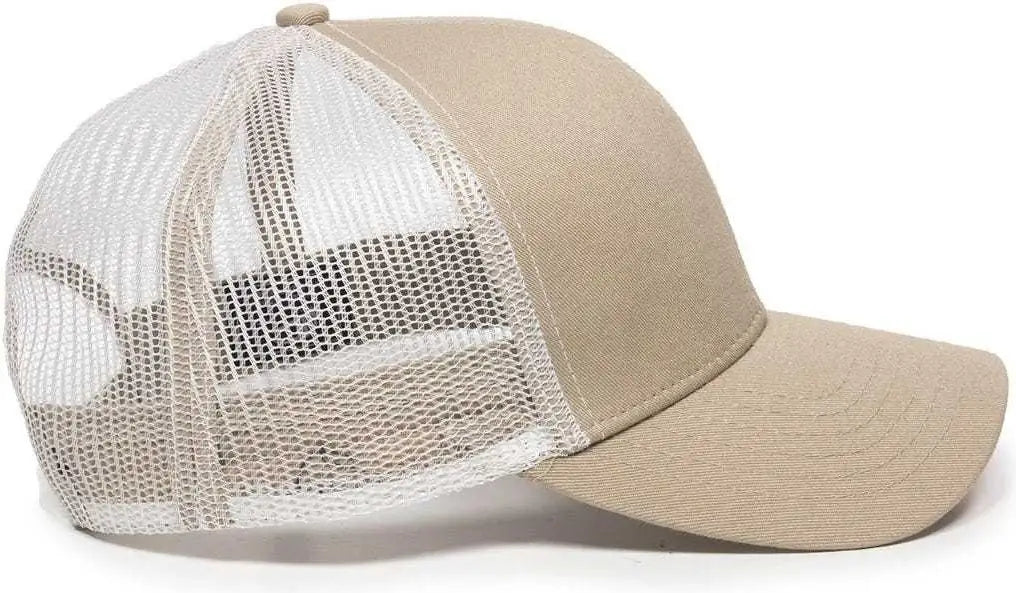 OC Sports MBW-600 Team Adjustable Mesh Back Ball Cap - Khaki White - Khaki White / 6 7/8’’ - 7 1/2’’
