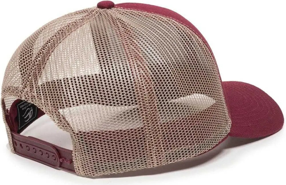 OC Sports MBW-600 Team Adjustable Mesh Back Ball Cap - Maroon Khaki - Maroon Khaki / 6 7/8’’ - 7 1/2’’