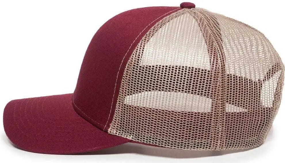 OC Sports MBW-600 Team Adjustable Mesh Back Ball Cap - Maroon Khaki - Maroon Khaki / 6 7/8’’ - 7 1/2’’