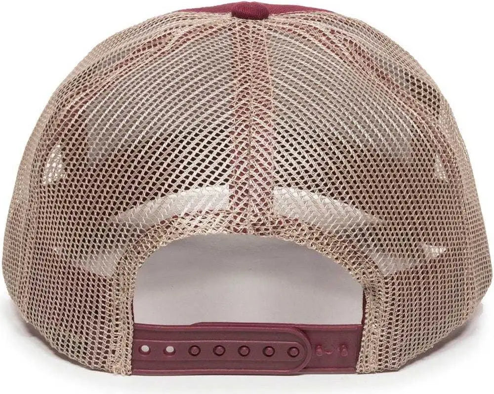 OC Sports MBW-600 Team Adjustable Mesh Back Ball Cap - Maroon Khaki - Maroon Khaki / 6 7/8’’ - 7 1/2’’