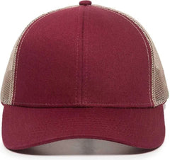 OC Sports MBW-600 Team Adjustable Mesh Back Ball Cap - Maroon Khaki - Maroon Khaki / 6 7/8’’ - 7 1/2’’