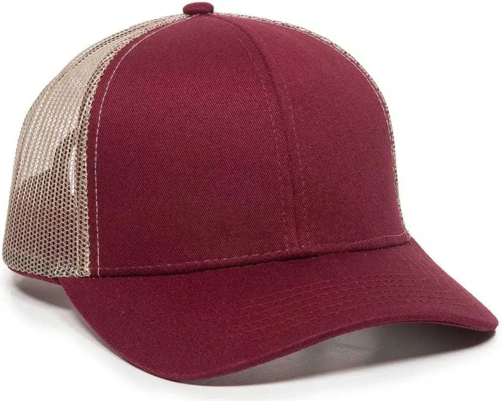 OC Sports MBW-600 Team Adjustable Mesh Back Ball Cap - Maroon Khaki - Maroon Khaki / 6 7/8’’ - 7 1/2’’