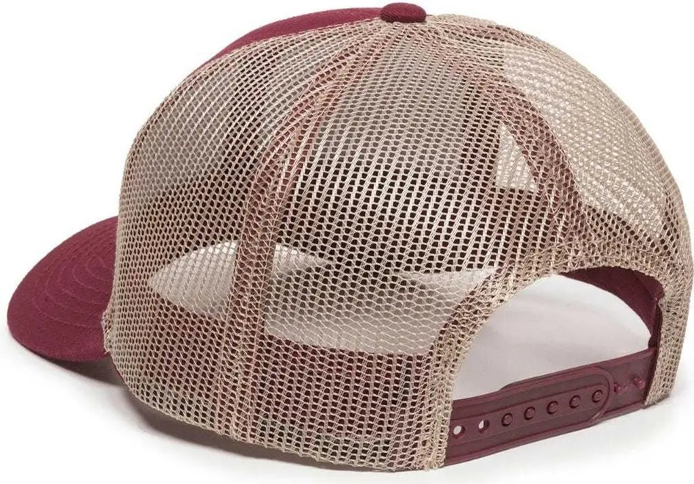 OC Sports MBW-600 Team Adjustable Mesh Back Ball Cap - Maroon Khaki - Maroon Khaki / 6 7/8’’ - 7 1/2’’