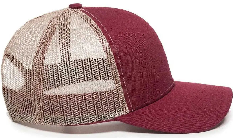 OC Sports MBW-600 Team Adjustable Mesh Back Ball Cap - Maroon Khaki - Maroon Khaki / 6 7/8’’ - 7 1/2’’
