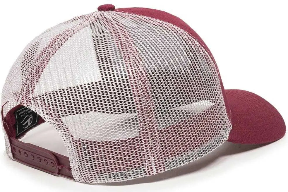 OC Sports MBW-600 Team Adjustable Mesh Back Ball Cap - Maroon White - Maroon White / 6 7/8’’ - 7 1/2’’