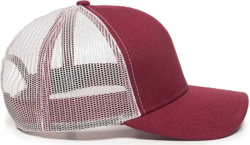 OC Sports MBW-600 Team Adjustable Mesh Back Ball Cap - Maroon White - Maroon White / 6 7/8’’ - 7 1/2’’