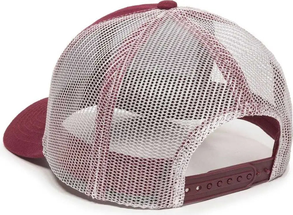 OC Sports MBW-600 Team Adjustable Mesh Back Ball Cap - Maroon White - Maroon White / 6 7/8’’ - 7 1/2’’