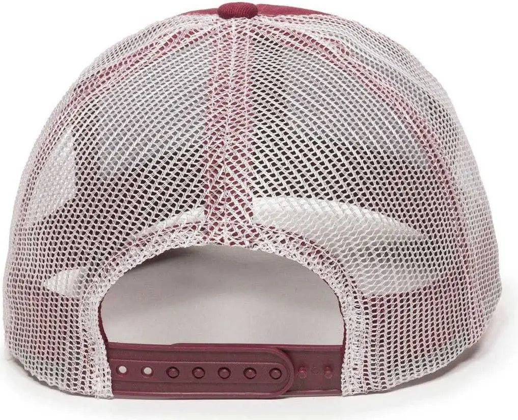 OC Sports MBW-600 Team Adjustable Mesh Back Ball Cap - Maroon White - Maroon White / 6 7/8’’ - 7 1/2’’