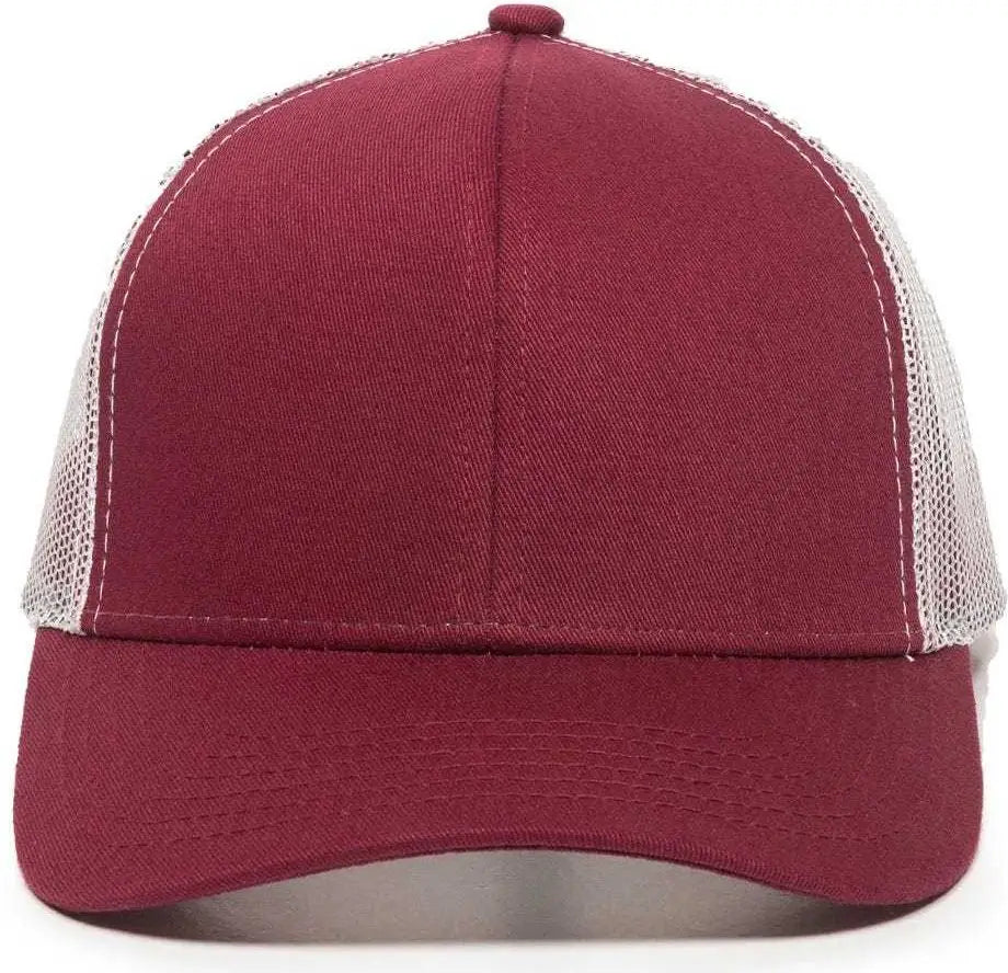 OC Sports MBW-600 Team Adjustable Mesh Back Ball Cap - Maroon White - Maroon White / 6 7/8’’ - 7 1/2’’