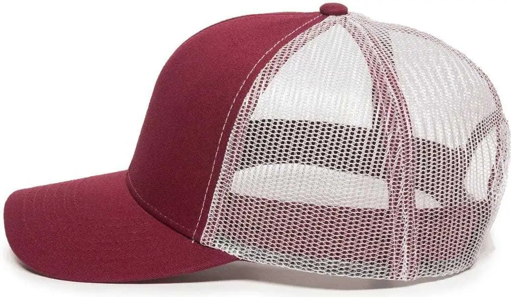 OC Sports MBW-600 Team Adjustable Mesh Back Ball Cap - Maroon White - Maroon White / 6 7/8’’ - 7 1/2’’