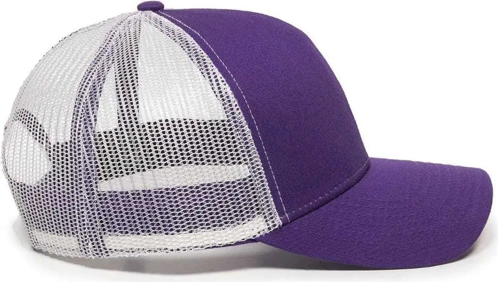 OC Sports MBW-600 Team Adjustable Mesh Back Ball Cap - Purple White - Purple White / 6 7/8’’ - 7 1/2’’
