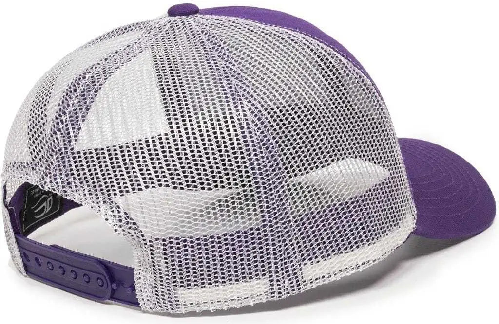 OC Sports MBW-600 Team Adjustable Mesh Back Ball Cap - Purple White - Purple White / 6 7/8’’ - 7 1/2’’
