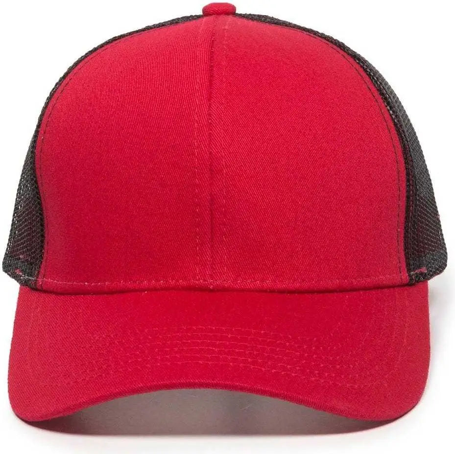 OC Sports MBW-600 Team Adjustable Mesh Back Ball Cap - Red Black - Red Black / 6 7/8’’ - 7 1/2’’