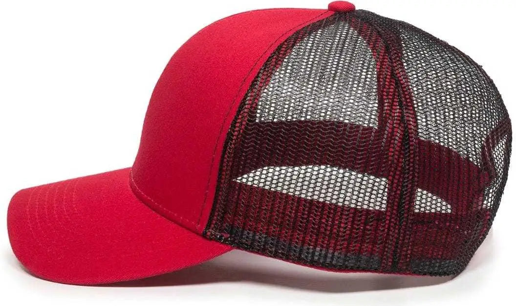 OC Sports MBW-600 Team Adjustable Mesh Back Ball Cap - Red Black - Red Black / 6 7/8’’ - 7 1/2’’