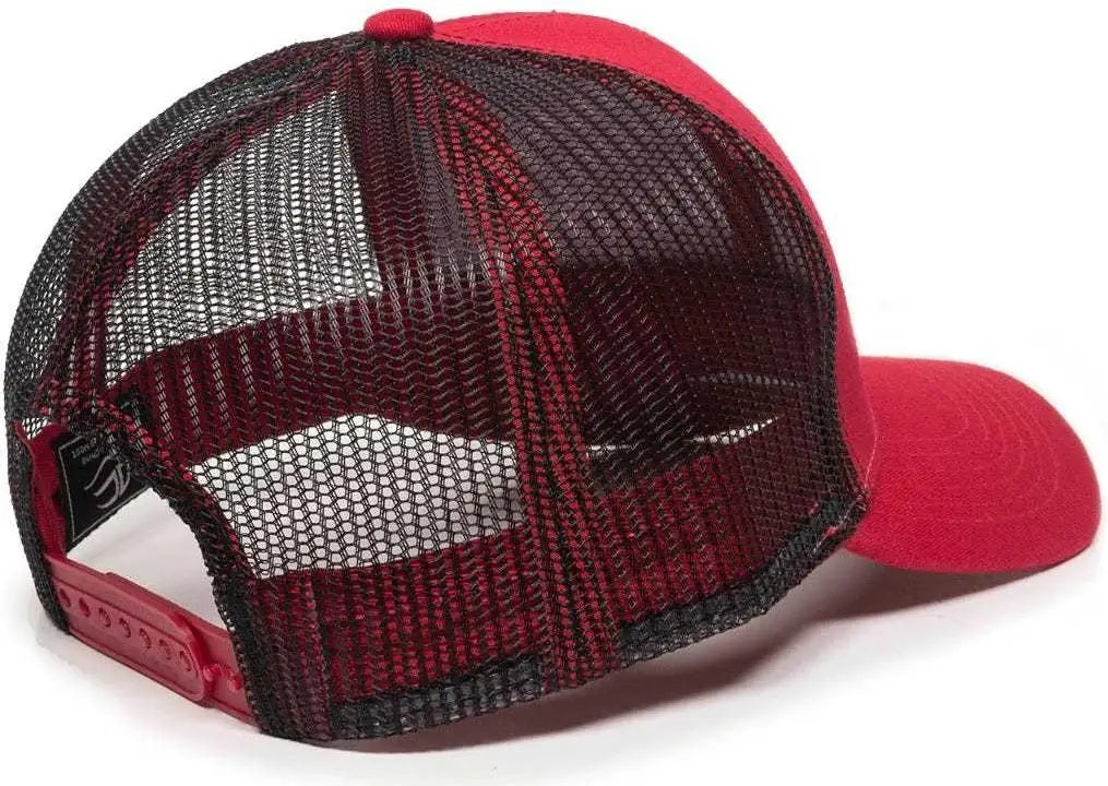 OC Sports MBW-600 Team Adjustable Mesh Back Ball Cap - Red Black - Red Black / 6 7/8’’ - 7 1/2’’
