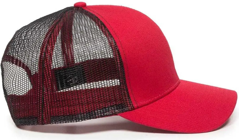 OC Sports MBW-600 Team Adjustable Mesh Back Ball Cap - Red Black - Red Black / 6 7/8’’ - 7 1/2’’