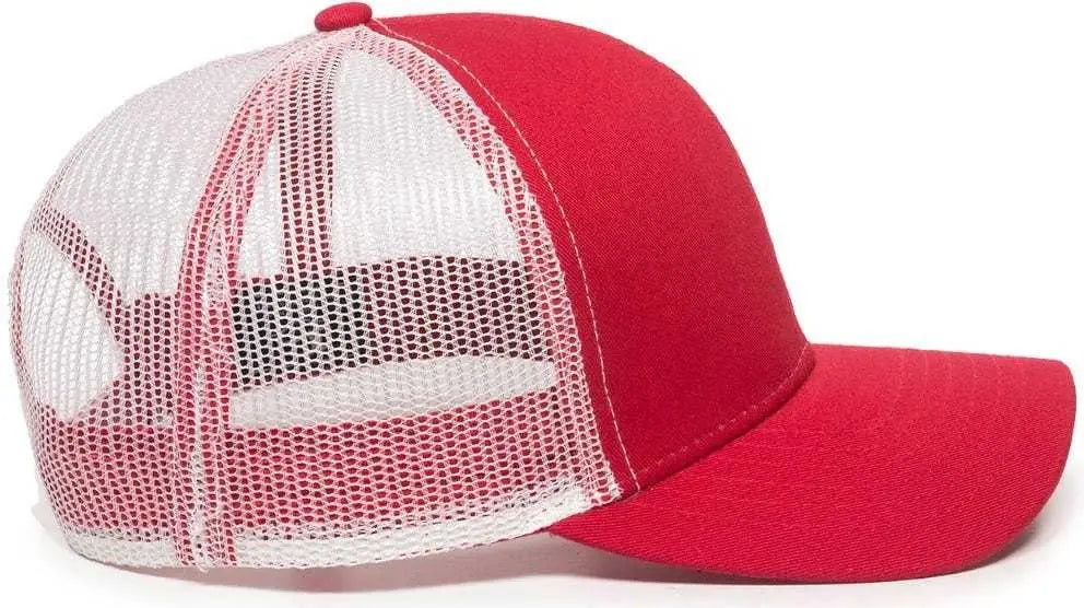 OC Sports MBW-600 Team Adjustable Mesh Back Ball Cap - Red White - Red White / 6 7/8’’ - 7 1/2’’