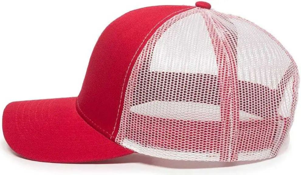 OC Sports MBW-600 Team Adjustable Mesh Back Ball Cap - Red White - Red White / 6 7/8’’ - 7 1/2’’