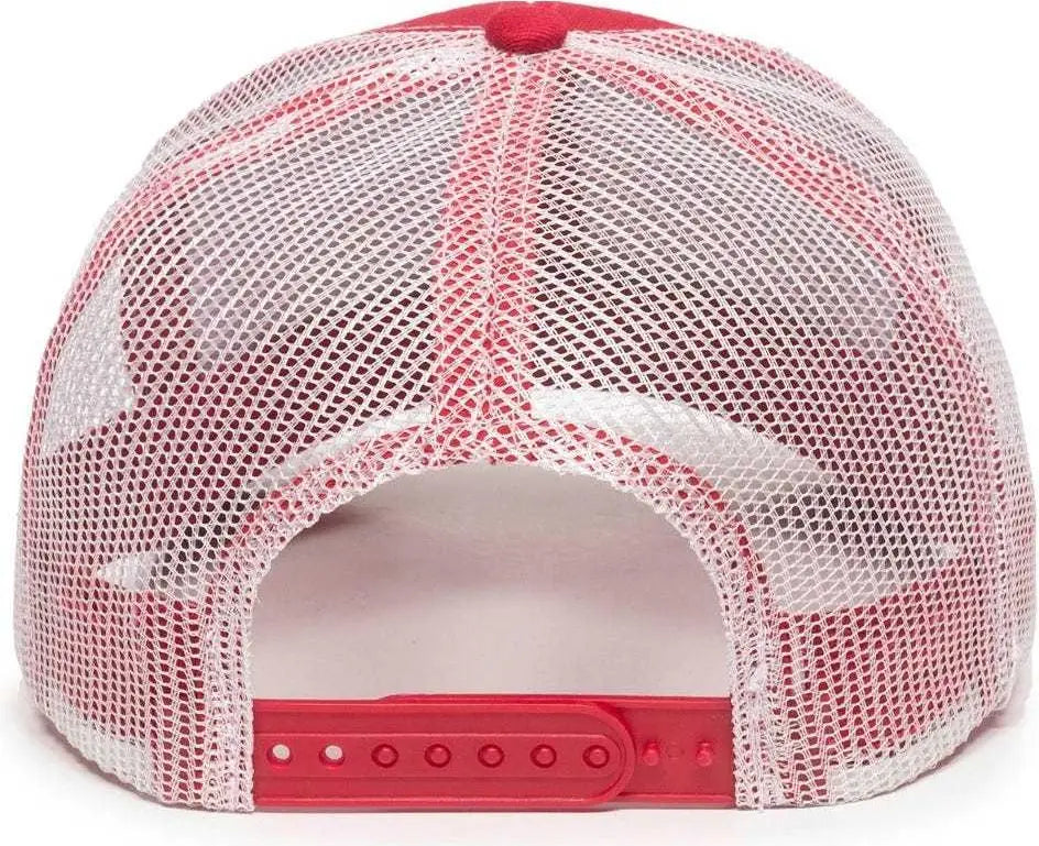 OC Sports MBW-600 Team Adjustable Mesh Back Ball Cap - Red White - Red White / 6 7/8’’ - 7 1/2’’