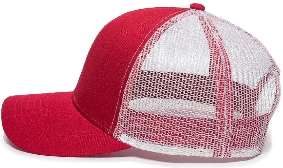 OC Sports MBW-600 Team Adjustable Mesh Back Ball Cap - Red White - Red White / 6 7/8’’ - 7 1/2’’