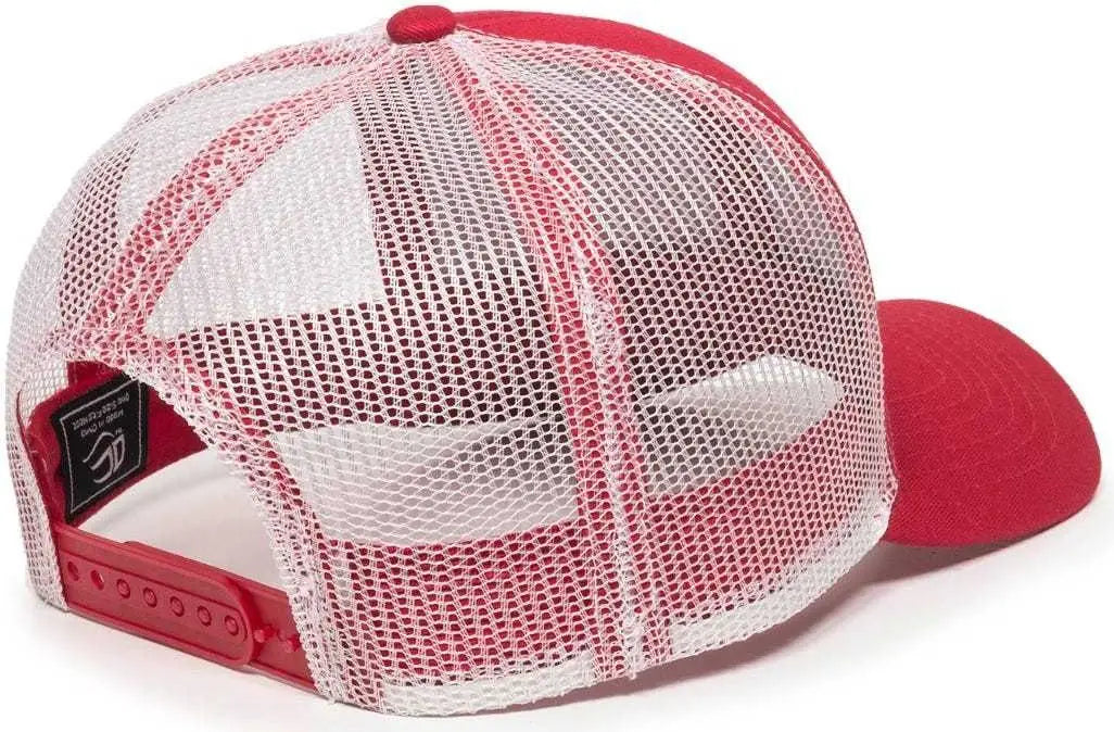 OC Sports MBW-600 Team Adjustable Mesh Back Ball Cap - Red White - Red White / 6 7/8’’ - 7 1/2’’