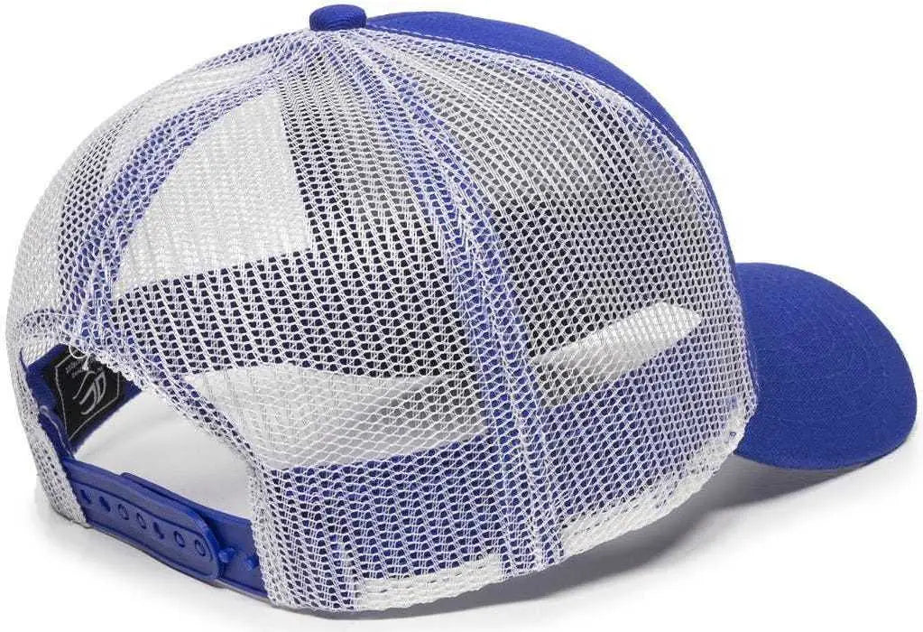 OC Sports MBW-600 Team Adjustable Mesh Back Ball Cap - Royal White - Royal White / 6 7/8’’ - 7 1/2’’