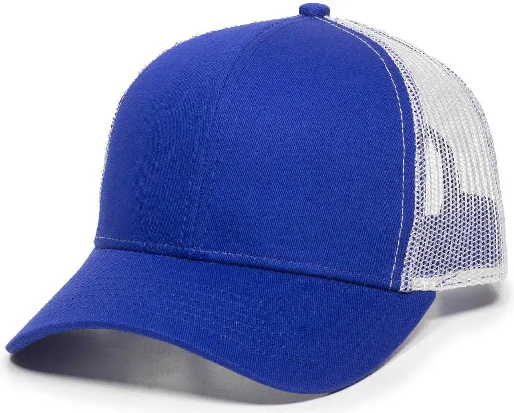 OC Sports MBW-600 Team Adjustable Mesh Back Ball Cap - Royal White - Royal White / 6 7/8’’ - 7 1/2’’