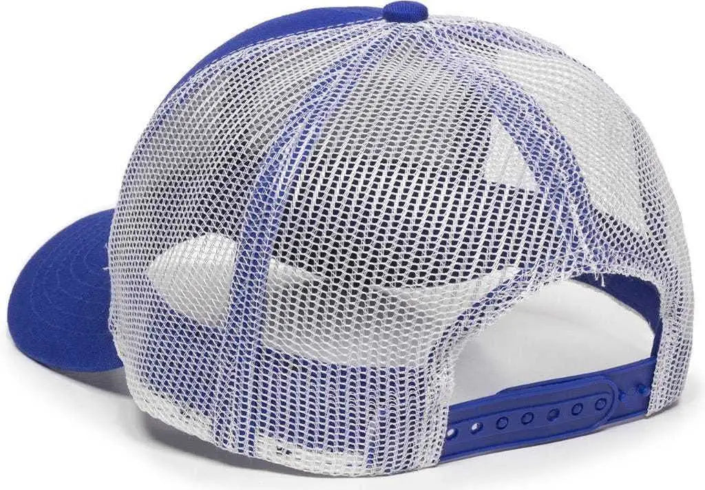 OC Sports MBW-600 Team Adjustable Mesh Back Ball Cap - Royal White - Royal White / 6 7/8’’ - 7 1/2’’