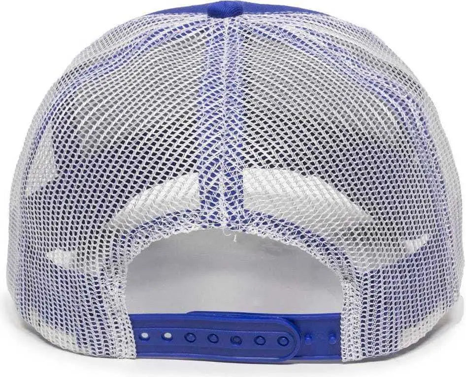 OC Sports MBW-600 Team Adjustable Mesh Back Ball Cap - Royal White - Royal White / 6 7/8’’ - 7 1/2’’