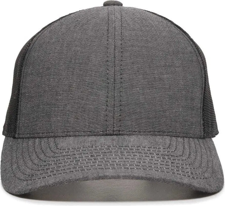 OC Sports MBW-800CB Adjustable Mesh Back Cap - Heathered Black Black - Black / 6 7/8’’ - 7 1/2’’