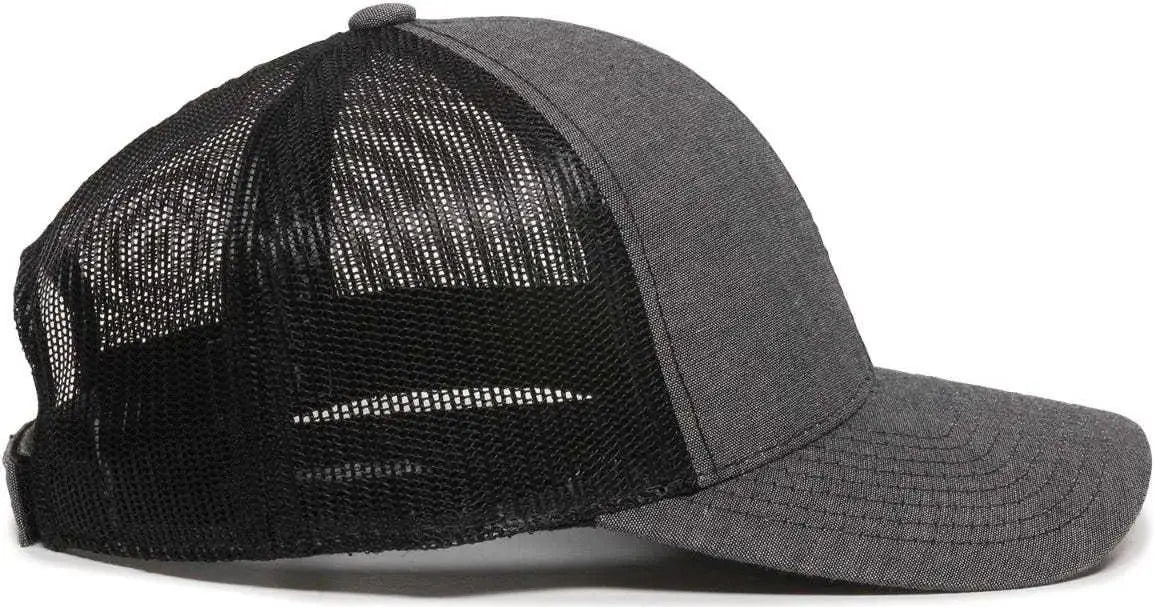 OC Sports MBW-800CB Adjustable Mesh Back Cap - Heathered Black Black - Black / 6 7/8’’ - 7 1/2’’