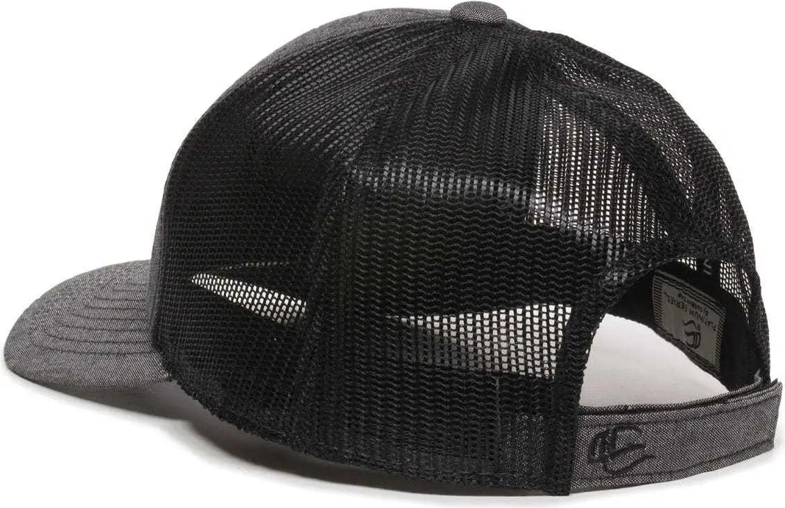 OC Sports MBW-800CB Adjustable Mesh Back Cap - Heathered Black Black - Black / 6 7/8’’ - 7 1/2’’