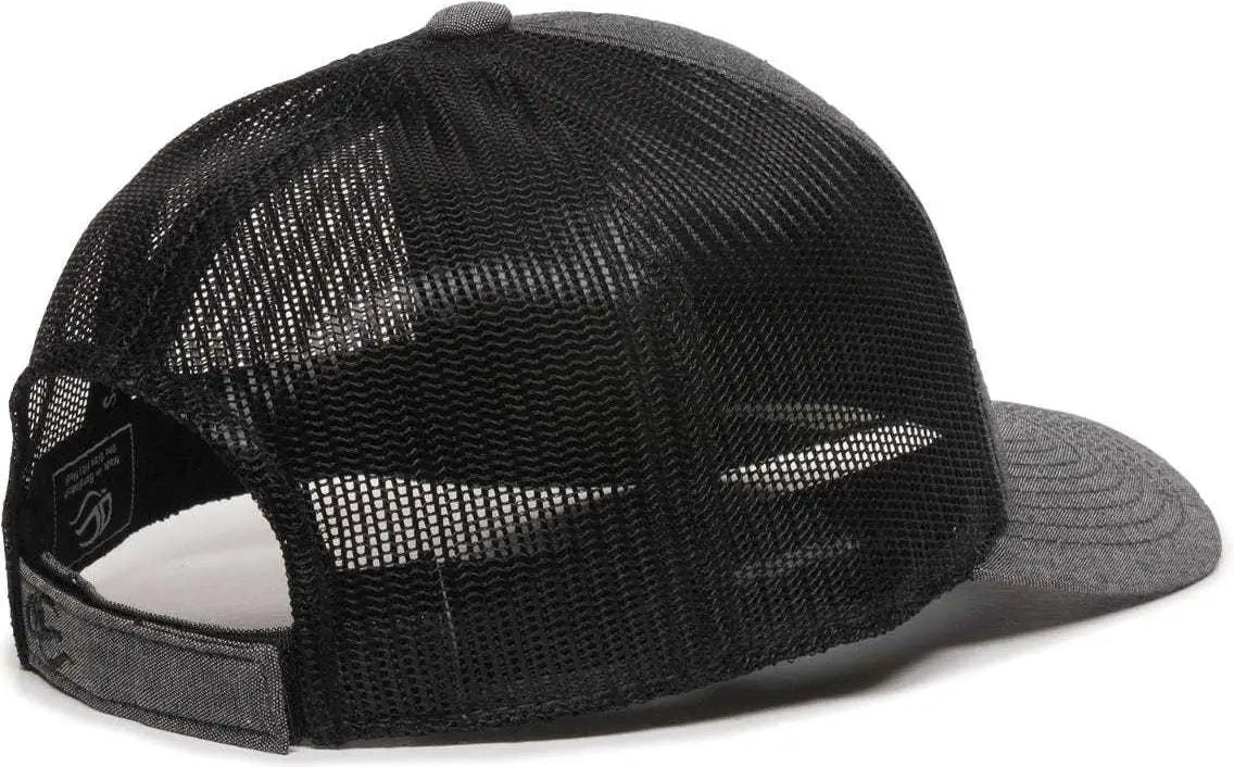 OC Sports MBW-800CB Adjustable Mesh Back Cap - Heathered Black Black - Black / 6 7/8’’ - 7 1/2’’