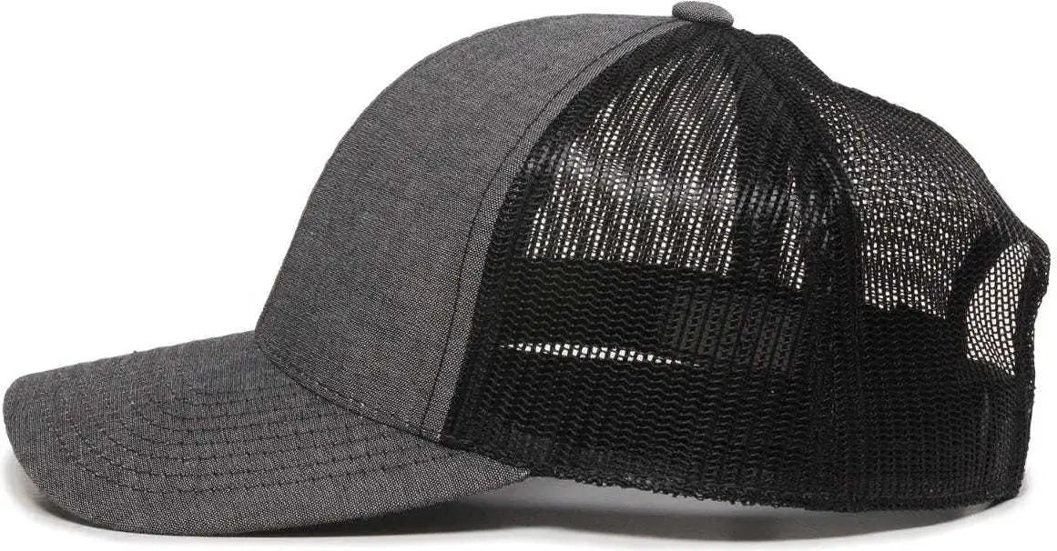OC Sports MBW-800CB Adjustable Mesh Back Cap - Heathered Black Black - Black / 6 7/8’’ - 7 1/2’’