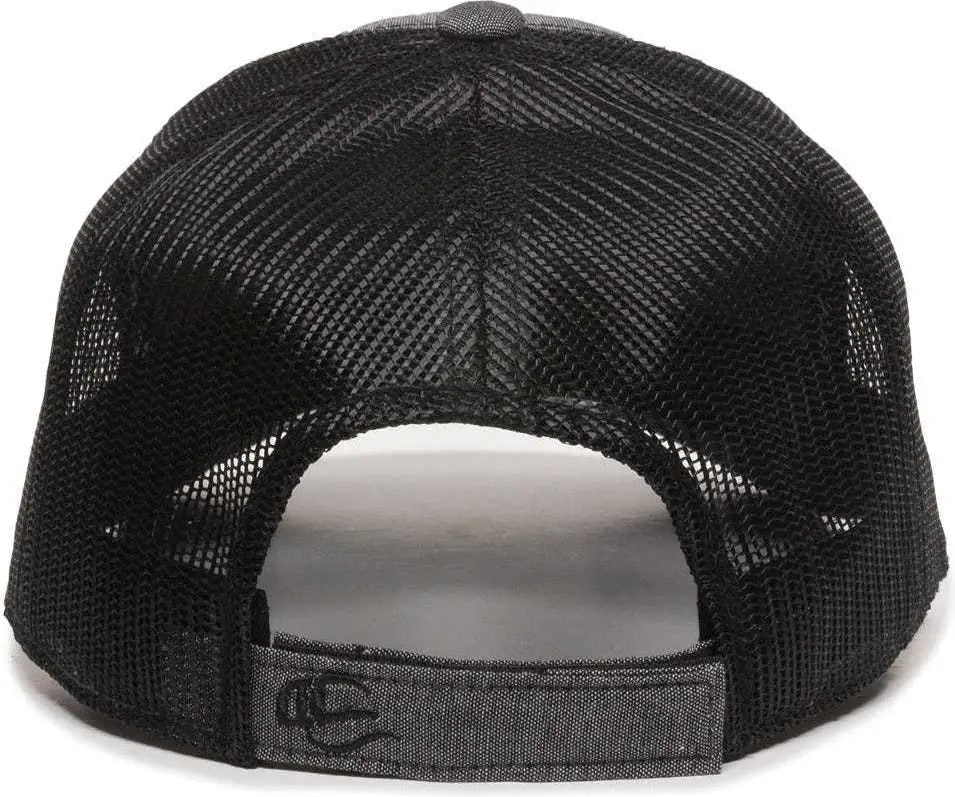 OC Sports MBW-800CB Adjustable Mesh Back Cap - Heathered Black Black - Black / 6 7/8’’ - 7 1/2’’