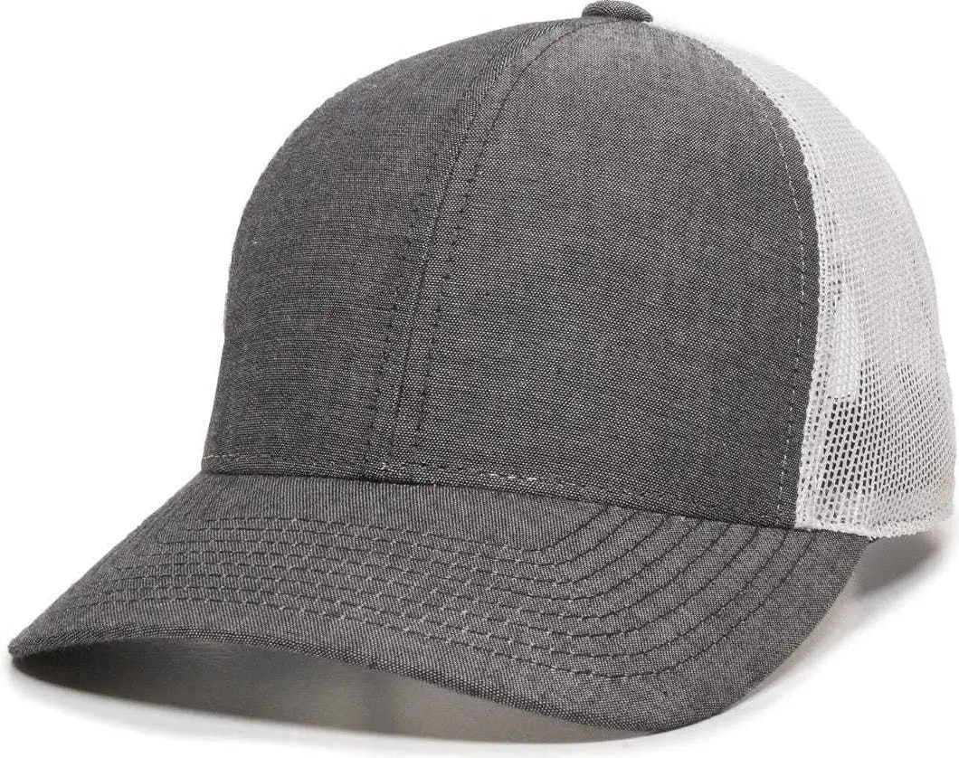 OC Sports MBW-800CB Adjustable Mesh Back Cap - Heathered Black White - Black White / 6 7/8’’ - 7 1/2’’