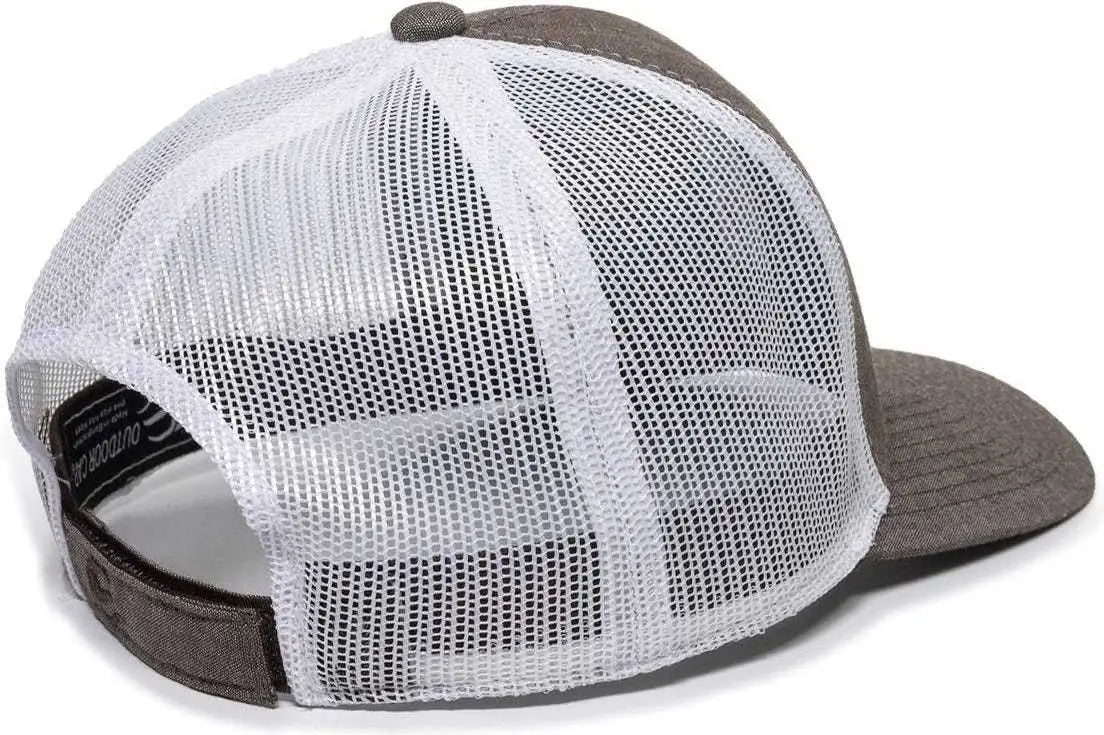 OC Sports MBW-800CB Adjustable Mesh Back Cap - Heathered Brown White - Brown White / 6 7/8’’ - 7 1/2’’
