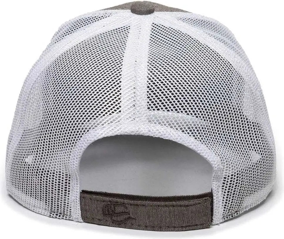 OC Sports MBW-800CB Adjustable Mesh Back Cap - Heathered Brown White - Brown White / 6 7/8’’ - 7 1/2’’