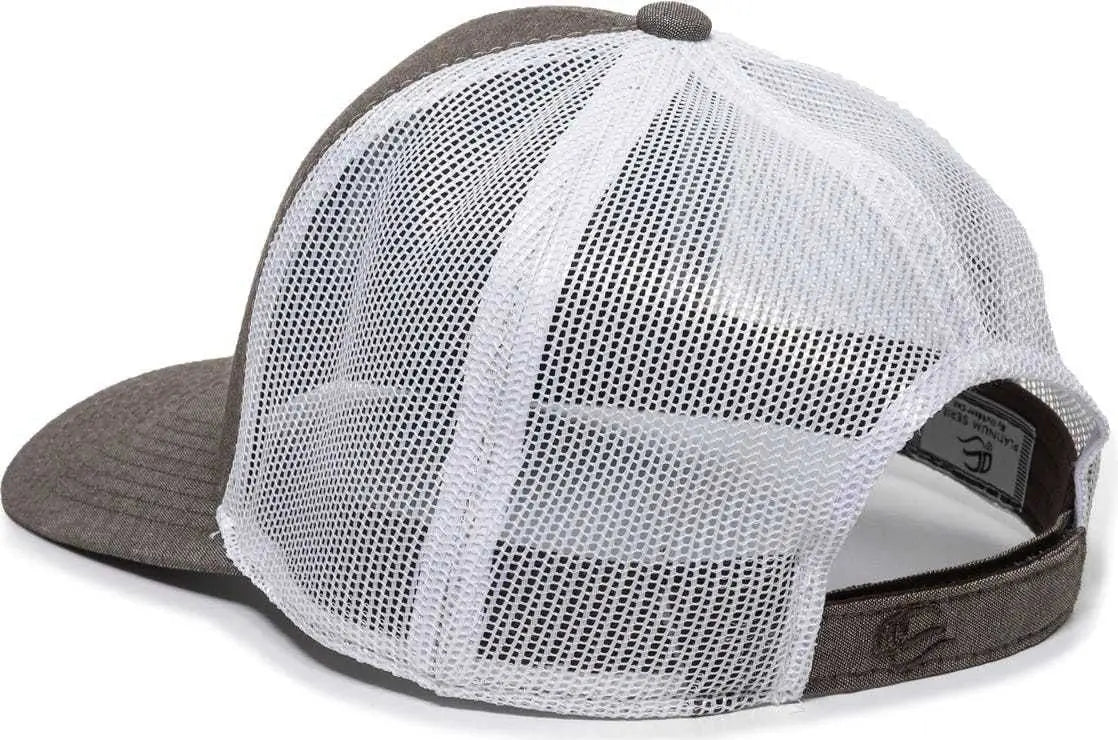 OC Sports MBW-800CB Adjustable Mesh Back Cap - Heathered Brown White - Brown White / 6 7/8’’ - 7 1/2’’