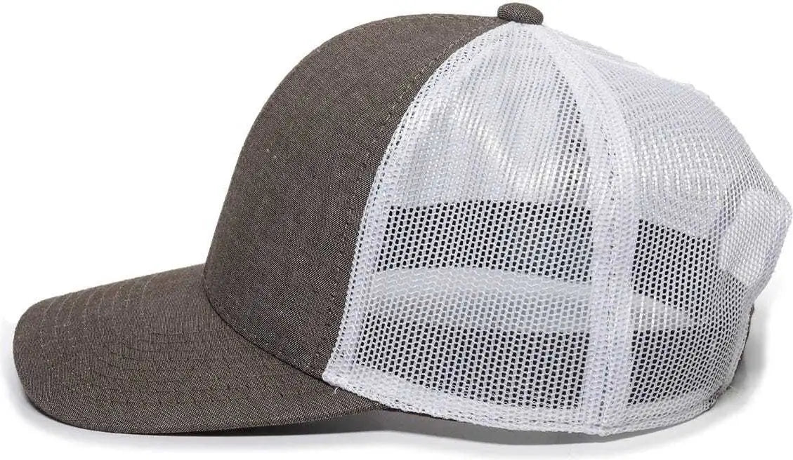 OC Sports MBW-800CB Adjustable Mesh Back Cap - Heathered Brown White - Brown White / 6 7/8’’ - 7 1/2’’