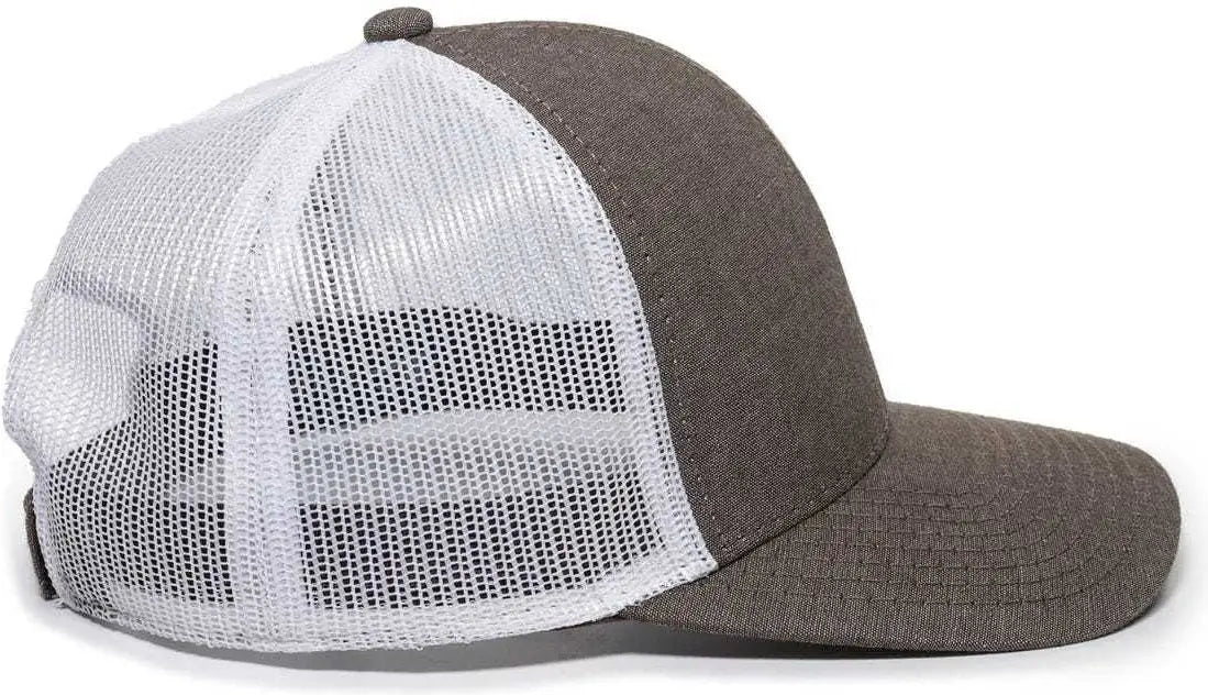 OC Sports MBW-800CB Adjustable Mesh Back Cap - Heathered Brown White - Brown White / 6 7/8’’ - 7 1/2’’