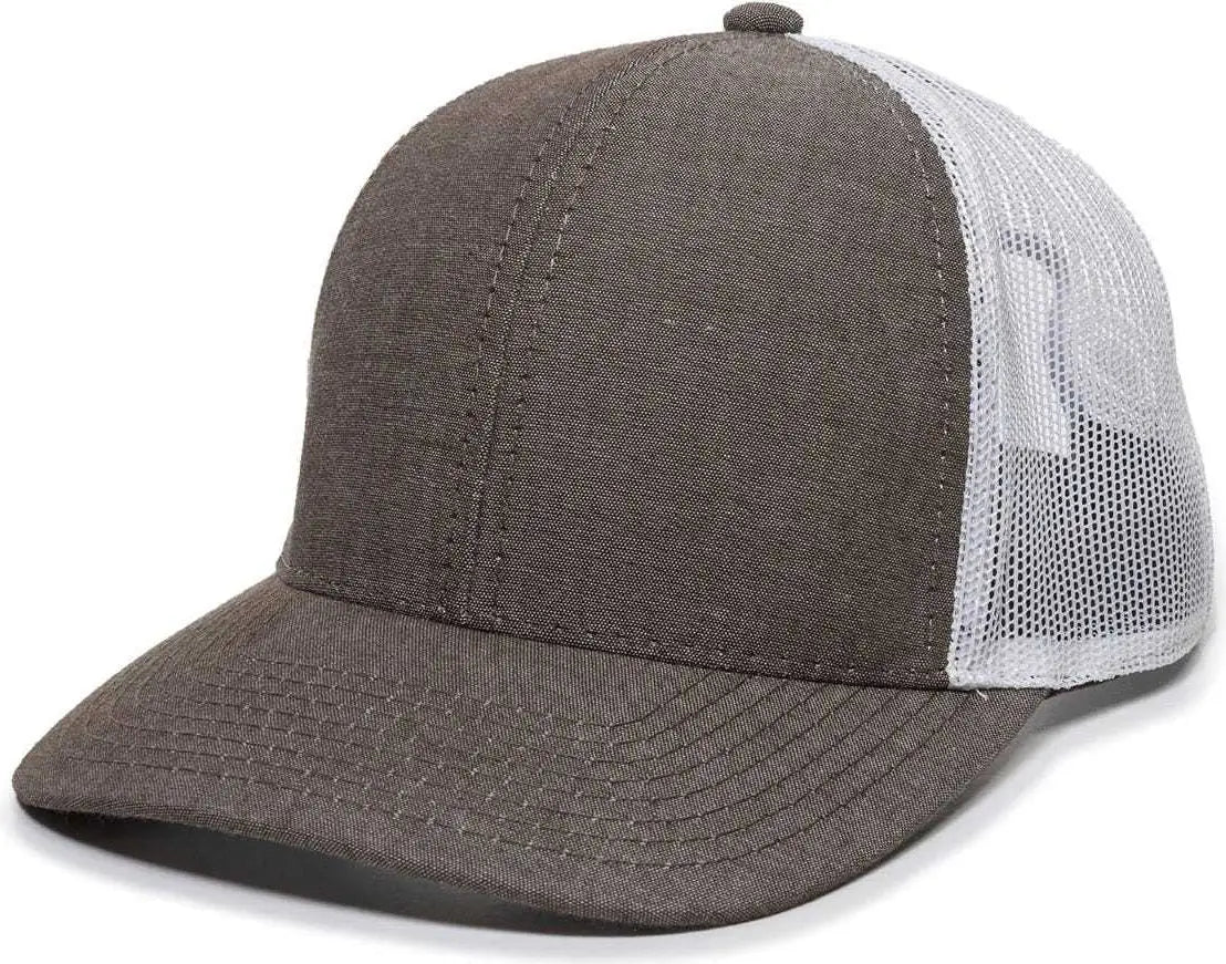 OC Sports MBW-800CB Adjustable Mesh Back Cap - Heathered Brown White - Brown White / 6 7/8’’ - 7 1/2’’