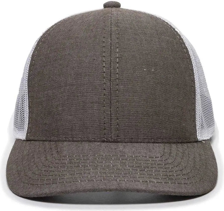 OC Sports MBW-800CB Adjustable Mesh Back Cap - Heathered Brown White - Brown White / 6 7/8’’ - 7 1/2’’