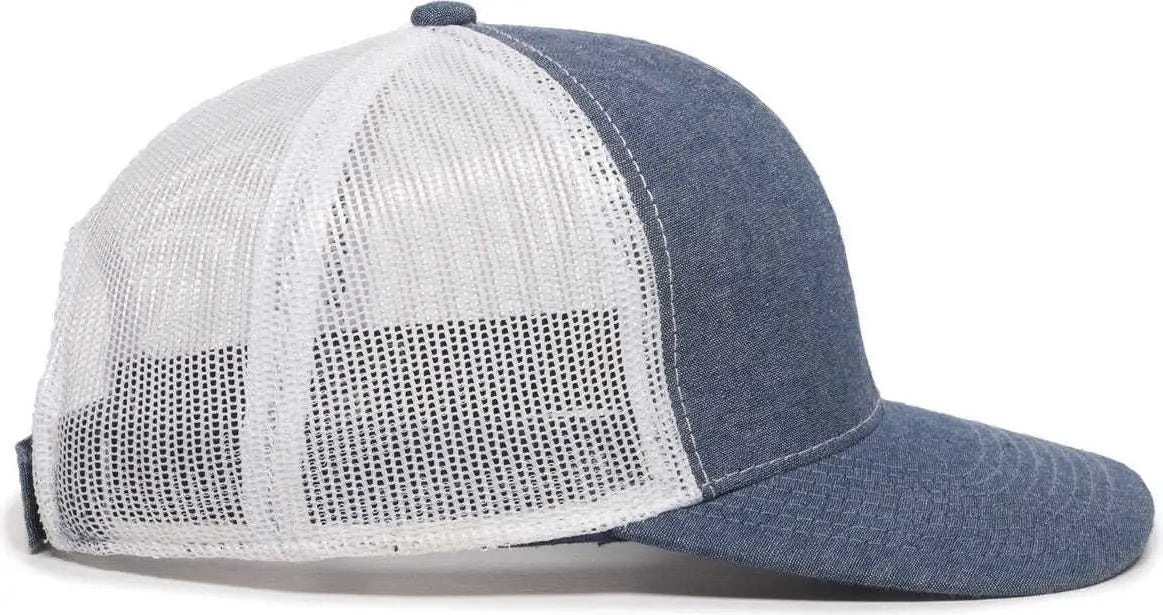 OC Sports MBW-800CB Adjustable Mesh Back Cap - Heathered Navy White - Navy White / 6 7/8’’ - 7 1/2’’