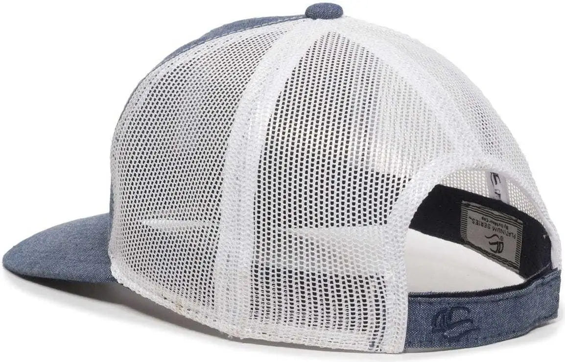 OC Sports MBW-800CB Adjustable Mesh Back Cap - Heathered Navy White - Navy White / 6 7/8’’ - 7 1/2’’