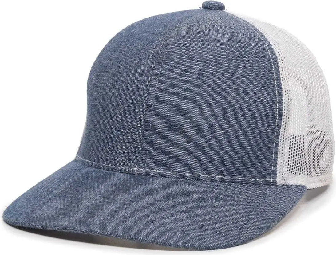 OC Sports MBW-800CB Adjustable Mesh Back Cap - Heathered Navy White - Navy White / 6 7/8’’ - 7 1/2’’