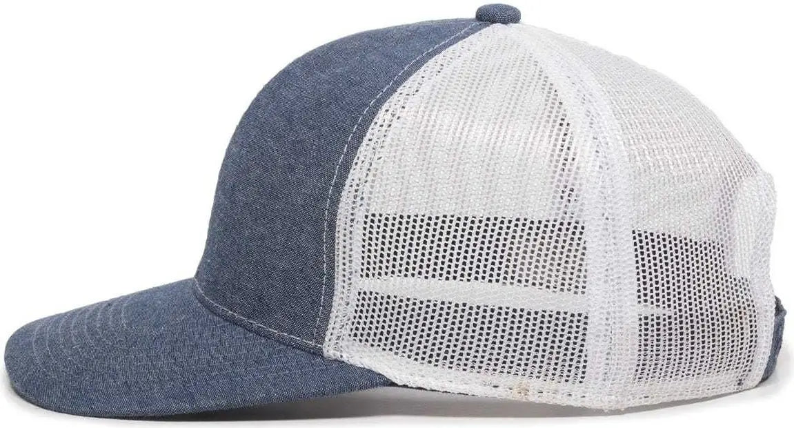 OC Sports MBW-800CB Adjustable Mesh Back Cap - Heathered Navy White - Navy White / 6 7/8’’ - 7 1/2’’