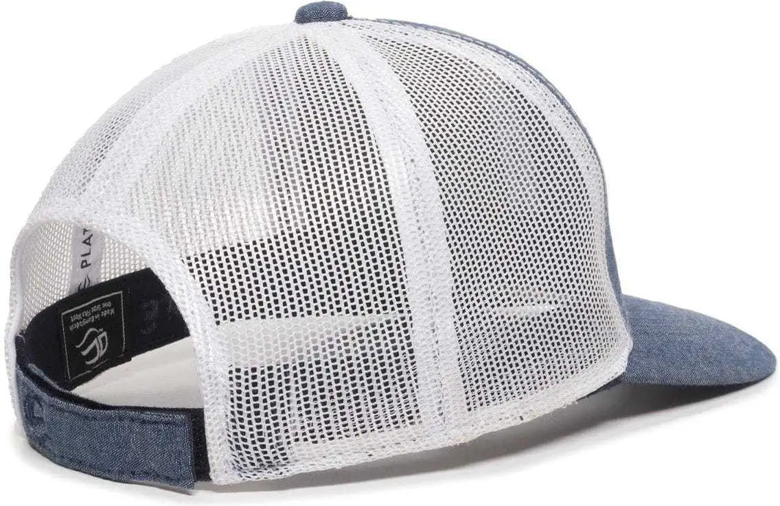 OC Sports MBW-800CB Adjustable Mesh Back Cap - Heathered Navy White - Navy White / 6 7/8’’ - 7 1/2’’