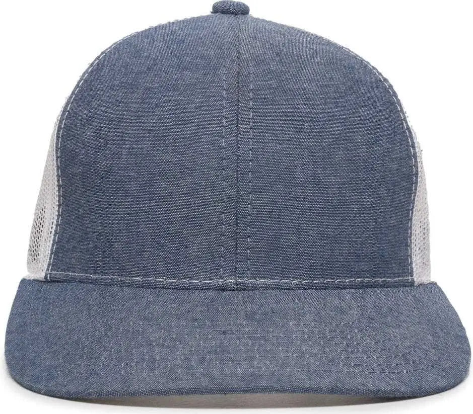OC Sports MBW-800CB Adjustable Mesh Back Cap - Heathered Navy White - Navy White / 6 7/8’’ - 7 1/2’’